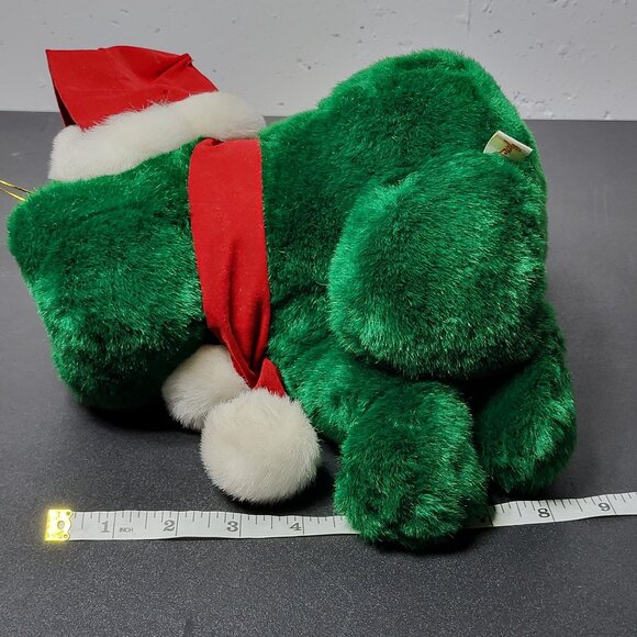Vintage Fun World Christmas Frog Plush Stuffed Animal with Santa Hat NON WORKING - Picture 8 of 9
